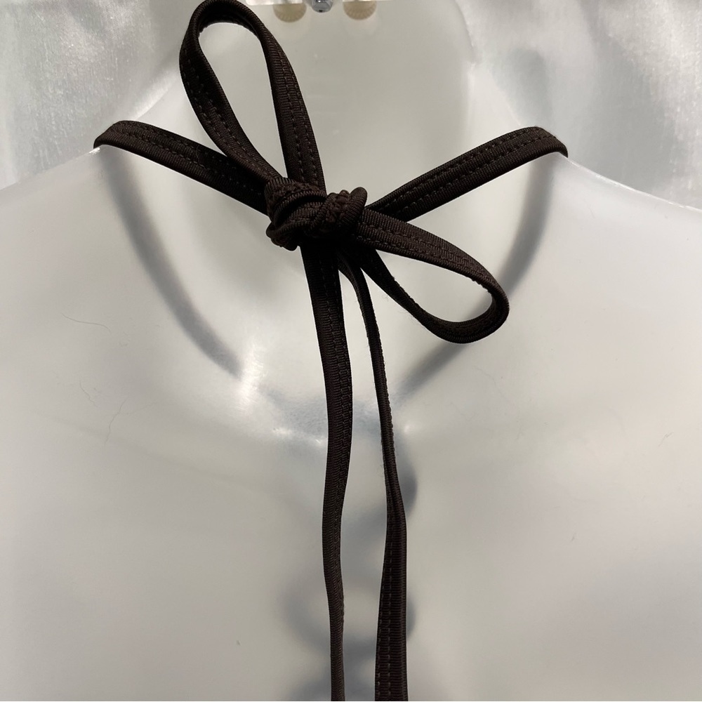 NWOT Brown swim suit with loop cut out tie up size medium - Picture 7 of 17